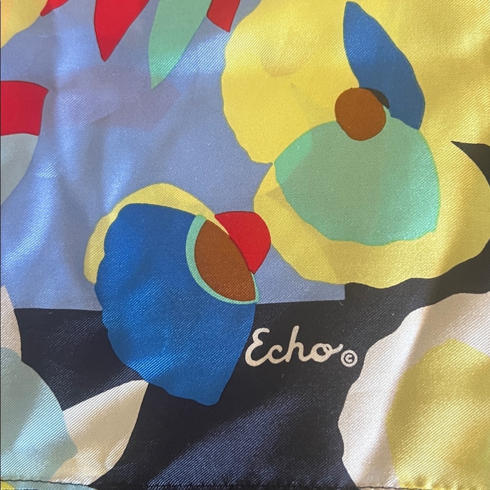 NWT Echo Women’s Silk Floral Multicolor Scarf - Picture 2 of 3